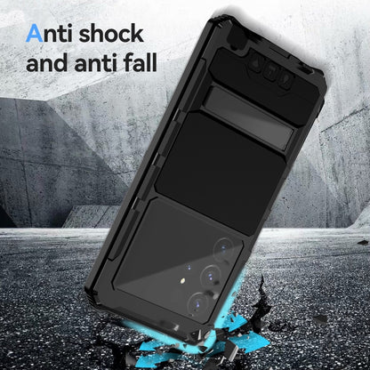 For Samsung Galaxy S24 Ultra 5G R-JUST Life Waterproof Dustproof Shockproof Holder Phone Case(Black) - Galaxy S24 Ultra 5G Cases by R-JUST | Online Shopping South Africa | PMC Jewellery