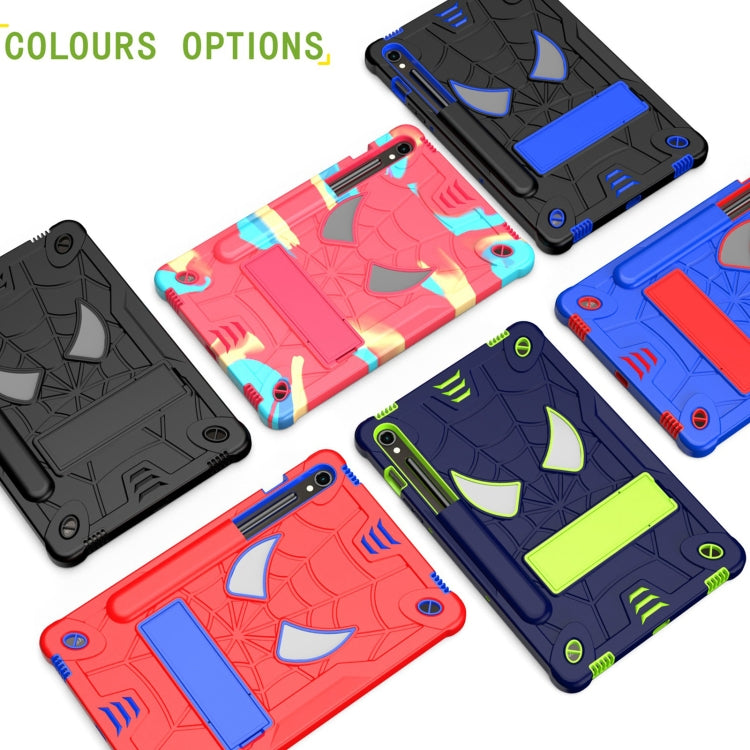 For Samsung Galaxy Tab S9 FE / S9 Fold-Holder Spider Silicone Hybrid PC Tablet Case(Black) - Galaxy Tab S9 Cases by PMC TechLife | Online Shopping South Africa | PMC TechLife