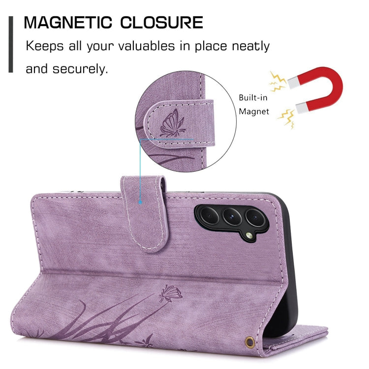 For Samsung Galaxy S24+ / S25+ 5G Orchid Butterfly Embossed Leather Phone Case(Purple) - Galaxy S24+ 5G Cases by PMC Jewellery | Online Shopping South Africa | PMC Jewellery | Buy Now Pay Later Mobicred