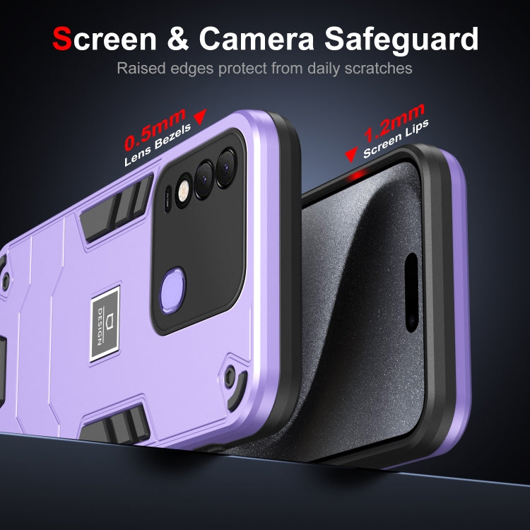 For Tecno Spark 8 2 in 1 Shockproof Phone Case(Purple) - Tecno Cases by PMC TechLife | Online Shopping South Africa | PMC TechLife | Buy Now Pay Later Mobicred