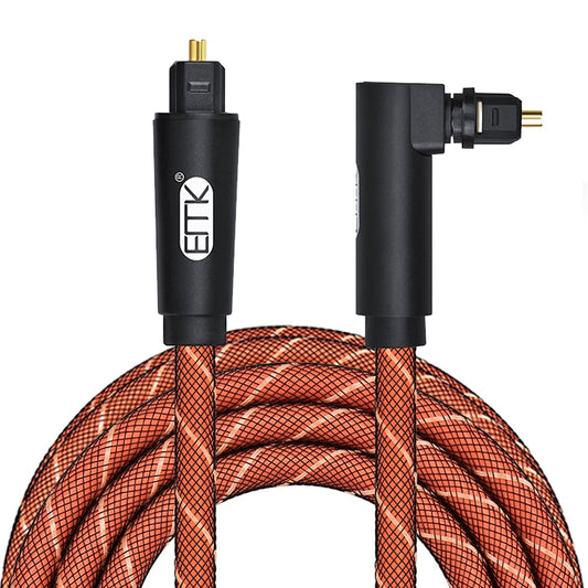 EMK 90 Degree Swivel Adjustable Right Angled 360 Degrees Rotatable Plug Nylon Woven Mesh Optical Audio Cable, Cable Length:1.5m(Orange) - Audio Optical Cables by EMK | Online Shopping South Africa | PMC Jewellery | Buy Now Pay Later Mobicred