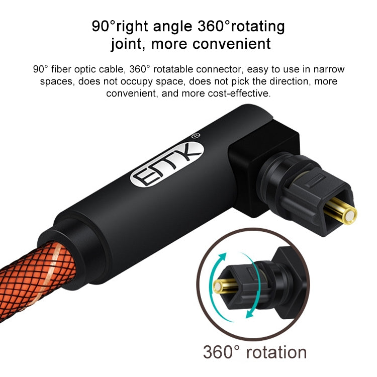 EMK 90 Degree Swivel Adjustable Right Angled 360 Degrees Rotatable Plug Nylon Woven Mesh Optical Audio Cable, Cable Length:3m(Orange) - Audio Optical Cables by EMK | Online Shopping South Africa | PMC Jewellery | Buy Now Pay Later Mobicred