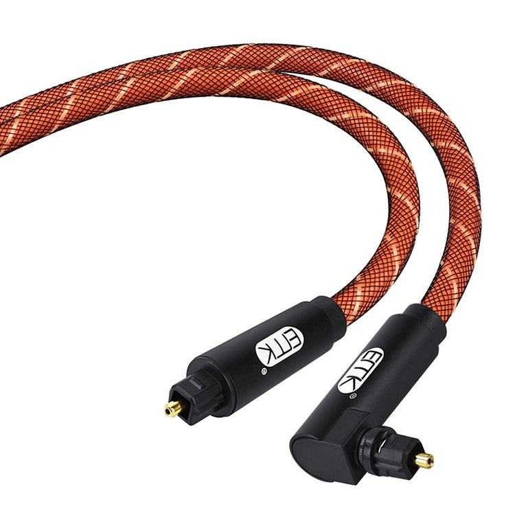 EMK 90 Degree Swivel Adjustable Right Angled 360 Degrees Rotatable Plug Nylon Woven Mesh Optical Audio Cable, Cable Length:5m(Orange) - free shipping - PMC Jewellery - Order now!