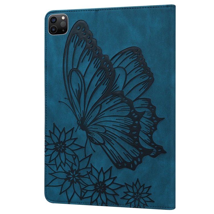 For iPad Pro 12.9 2022 / Air 13 2024 Big Butterfly Embossed Leather Tablet Case(Blue) - iPad Pro 12.9 (2022/2021) Cases by PMC Jewellery | Online Shopping South Africa | PMC Jewellery | Buy Now Pay Later Mobicred