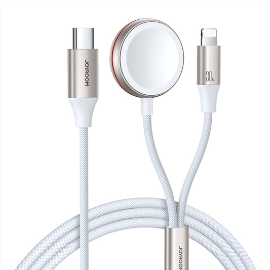 JOYROOM S-IW012 2 in 1 USB to 8 Pin + Magnetic Watch Wireless Charging Data Cable, Cable Length: 1.5m(White) - Multifunction Cable by JOYROOM | Online Shopping South Africa | PMC Jewellery | Buy Now Pay Later Mobicred