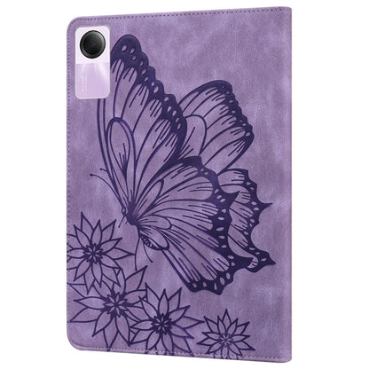 For Xiaomi Redmi Pad SE Big Butterfly Embossed Leather Tablet Case(Purple) - More Tablet Cases by PMC Jewellery | Online Shopping South Africa | PMC Jewellery