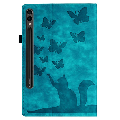 For Samsung Galaxy Tab S9 FE+ / S9+ / S8+ Butterfly Cat Embossing Leather Tablet Case(Sky Blue) - Galaxy Tab S9+ Cases by PMC Jewellery | Online Shopping South Africa | PMC Jewellery | Buy Now Pay Later Mobicred