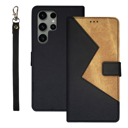 For Samsung Galaxy S24 Ultra 5G idewei Two-color Splicing Leather Phone Case(Black) - Galaxy S24 Ultra 5G Cases by idewei | Online Shopping South Africa | PMC Jewellery | Buy Now Pay Later Mobicred