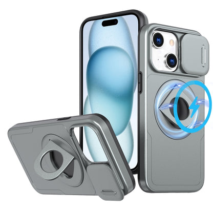 For iPhone 15 Plus Camshield MagSafe Ring Holder Armor Phone Case(Titanium Grey) - iPhone 15 Plus Cases by PMC Jewellery | Online Shopping South Africa | PMC Jewellery