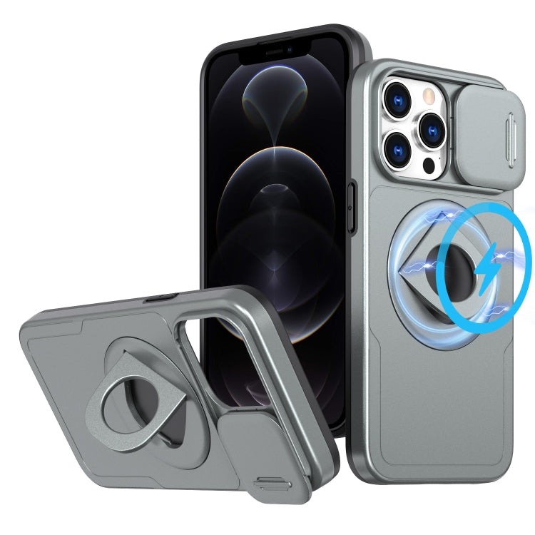 For iPhone 12 Pro Max Camshield MagSafe Ring Holder Armor Phone Case(Titanium Grey) - iPhone 12 Pro Max Cases by PMC TechLife | Online Shopping South Africa | PMC TechLife