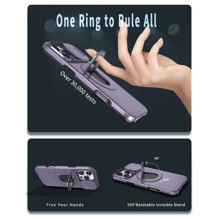 For iPhone 16 Pro Max Camshield MagSafe Ring Holder Armor Phone Case(Purple) - iPhone 16 Pro Max Cases by PMC TechLife | Online Shopping South Africa | PMC TechLife | Buy Now Pay Later Mobicred