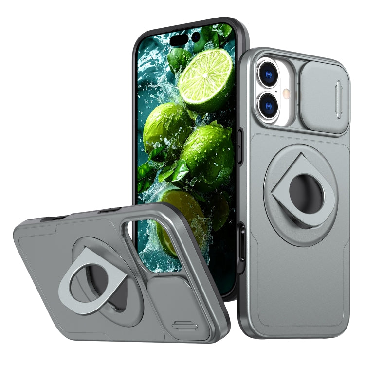 For iPhone 16 Plus Camshield MagSafe Ring Holder Armor Phone Case(Titanium Grey) - iPhone 16 Plus Cases by PMC Jewellery | Online Shopping South Africa | PMC Jewellery | Buy Now Pay Later Mobicred