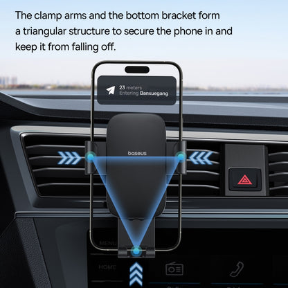 Baseus Metal Age 3 Triangular Gravity Design Car Air Outlet Holder(Black) - Car Holders by Baseus | Online Shopping South Africa | PMC Jewellery