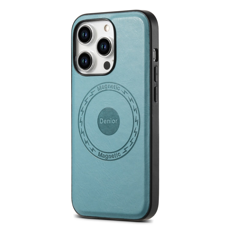 For iPhone 12 Pro Max Denior Cowhide Texture Leather MagSafe Phone Case(Blue) - iPhone 12 Pro Max Cases by Denior | Online Shopping South Africa | PMC Jewellery