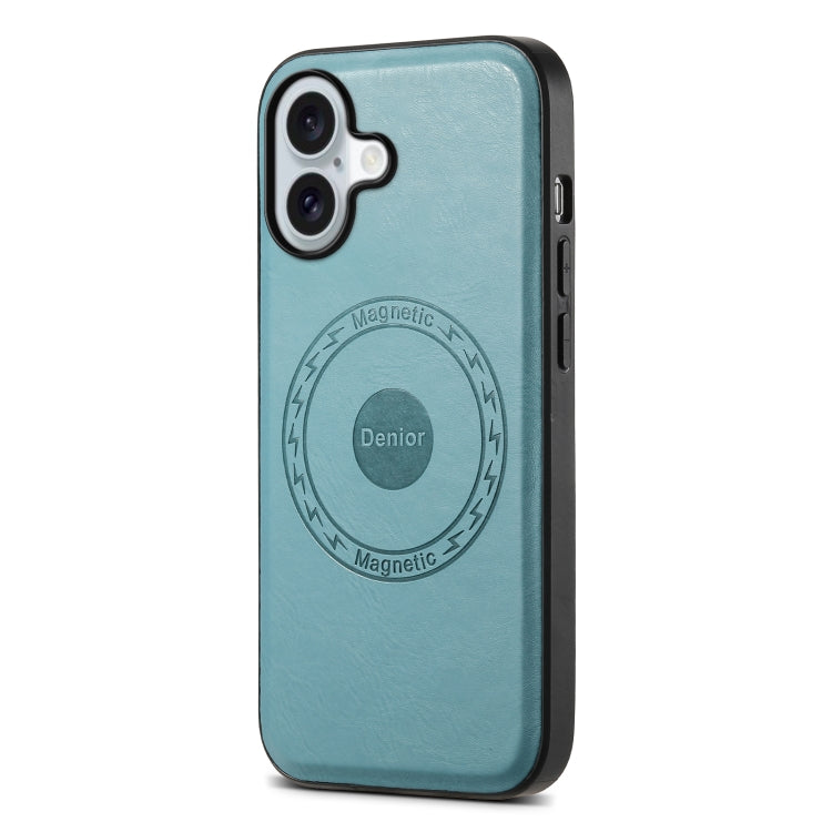 For iPhone 16 Plus Denior Cowhide Texture Leather MagSafe Phone Case(Blue) - free shipping - PMC TechLife - Order now!