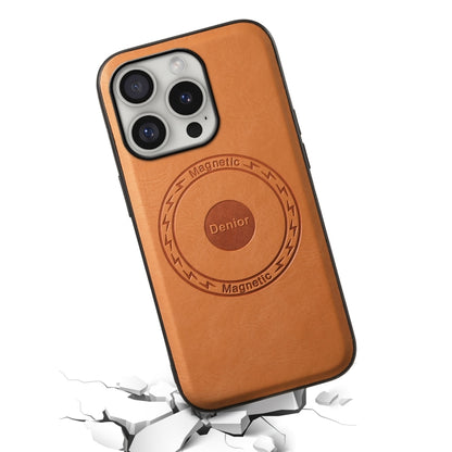 For iPhone 16 Pro Denior Cowhide Texture Leather MagSafe Phone Case(Khaki) - iPhone 16 Pro Cases by Denior | Online Shopping South Africa | PMC Jewellery | Buy Now Pay Later Mobicred