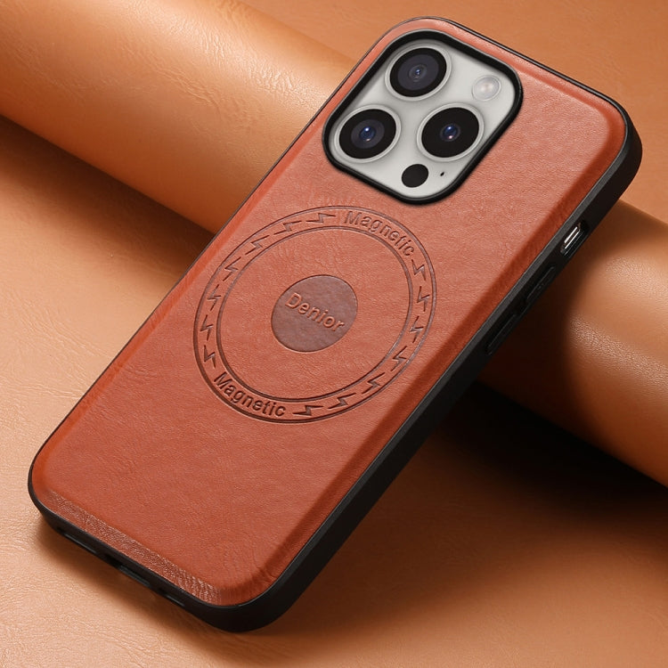 For iPhone 16 Pro Denior Cowhide Texture Leather MagSafe Phone Case(Brown) - iPhone 16 Pro Cases by Denior | Online Shopping South Africa | PMC TechLife | Buy Now Pay Later Mobicred