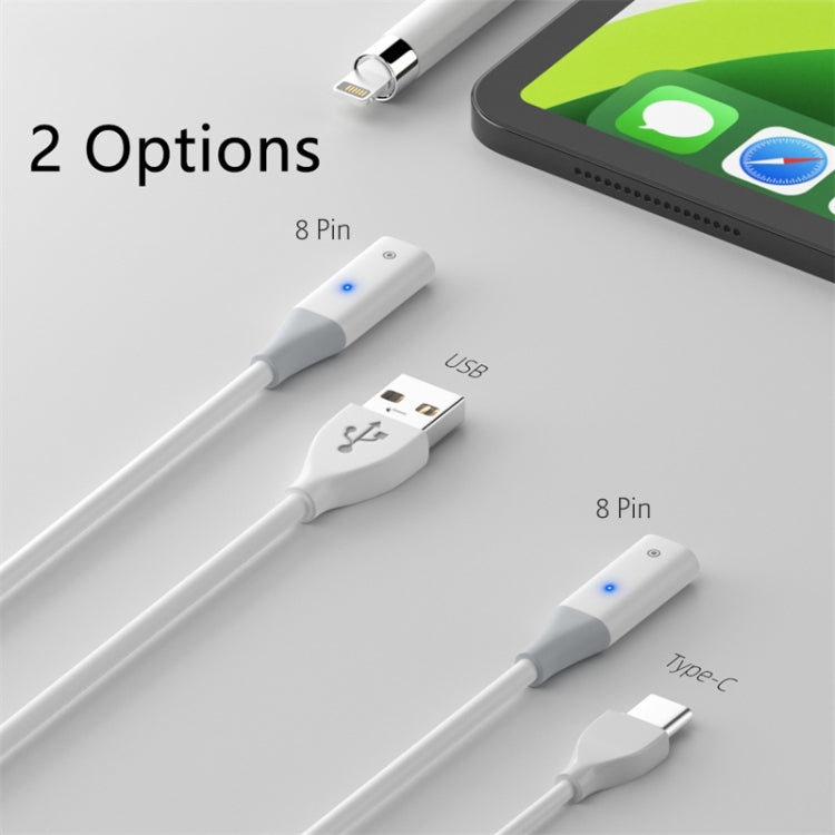 For Apple Pencil 1 USB to 8 Pin Stylus Charging Cable with Indicator Light, Length:0.5m(White) - Pencil Accessories by PMC Jewellery | Online Shopping South Africa | PMC Jewellery | Buy Now Pay Later Mobicred