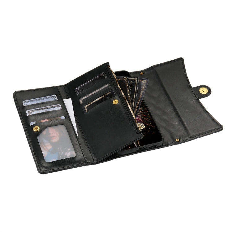 For Google Pixel 8 Zipper Multi-Card Wallet Rhombic Leather Phone Case(Black) - Google Cases by PMC TechLife | Online Shopping South Africa | PMC TechLife | Buy Now Pay Later Mobicred