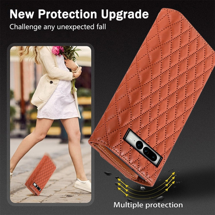For Google Pixel 7 Pro Zipper Multi-Card Wallet Rhombic Leather Phone Case(Brown) - Google Cases by PMC TechLife | Online Shopping South Africa | PMC TechLife | Buy Now Pay Later Mobicred