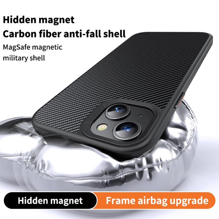 For iPhone 15 Plus MagSafe Kevlar Fiber Shockproof Phone Case(Black) - iPhone 15 Plus Cases by PMC TechLife | Online Shopping South Africa | PMC TechLife