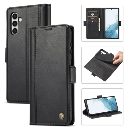 For Samsung Galaxy S24+ LC.IMEEKE Skin-friendly Card Slots Leather Phone Case(Black) - Galaxy S24+ 5G Cases by LC.IMEEKE | Online Shopping South Africa | PMC Jewellery | Buy Now Pay Later Mobicred