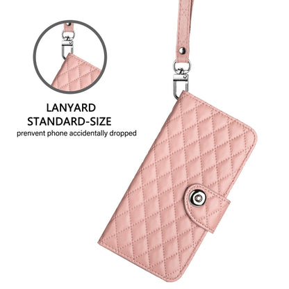 For Google Pixel 9 / Pixel 9 Pro Rhombic Texture Flip Leather Phone Case with Lanyard(Coral Pink) - Google Cases by PMC Jewellery | Online Shopping South Africa | PMC Jewellery | Buy Now Pay Later Mobicred