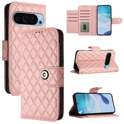 For Google Pixel 9 Pro XL Rhombic Texture Flip Leather Phone Case with Lanyard(Coral Pink) - Google Cases by PMC Jewellery | Online Shopping South Africa | PMC Jewellery | Buy Now Pay Later Mobicred