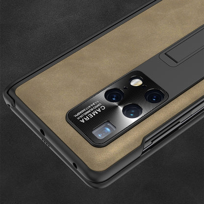 For Huawei Mate X2 GKK Integrated Frosted Leather HD Fold Hinge Phone Case with Holder(Grey) - Huawei Cases by GKK | Online Shopping South Africa | PMC Jewellery | Buy Now Pay Later Mobicred