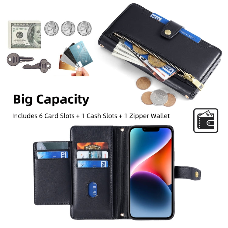 For Itel A48 Sheep Texture Cross-body Zipper Wallet Leather Phone Case(Black) - More Brand by PMC TechLife | Online Shopping South Africa | PMC TechLife | Buy Now Pay Later Mobicred