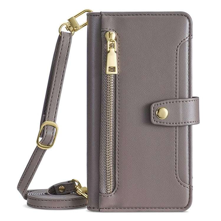 For Itel A50 4G Sheep Texture Cross-body Zipper Wallet Leather Phone Case(Grey) - More Brand by PMC TechLife | Online Shopping South Africa | PMC TechLife | Buy Now Pay Later Mobicred