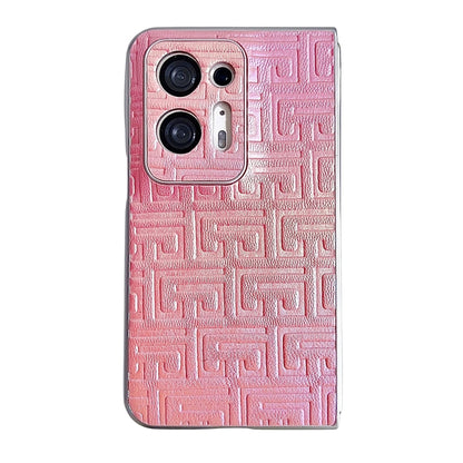 For OPPO Find N2 Pearlescent Paint Gradient Geometric Leather Phone Case(Pink) - OPPO Cases by PMC Jewellery | Online Shopping South Africa | PMC Jewellery | Buy Now Pay Later Mobicred