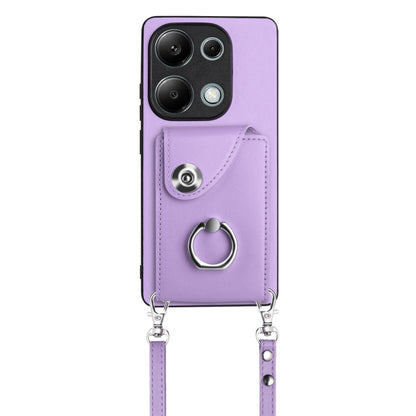 For Xiaomi Redmi Note 13 Pro 4G Global Organ Card Bag Ring Holder Phone Case with Long Lanyard(Purple) - Note 13 Pro Cases by PMC Jewellery | Online Shopping South Africa | PMC Jewellery | Buy Now Pay Later Mobicred