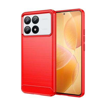 For Xiaomi Redmi K70 Brushed Texture Carbon Fiber TPU Phone Case(Red) - K70 Cases by PMC Jewellery | Online Shopping South Africa | PMC Jewellery | Buy Now Pay Later Mobicred