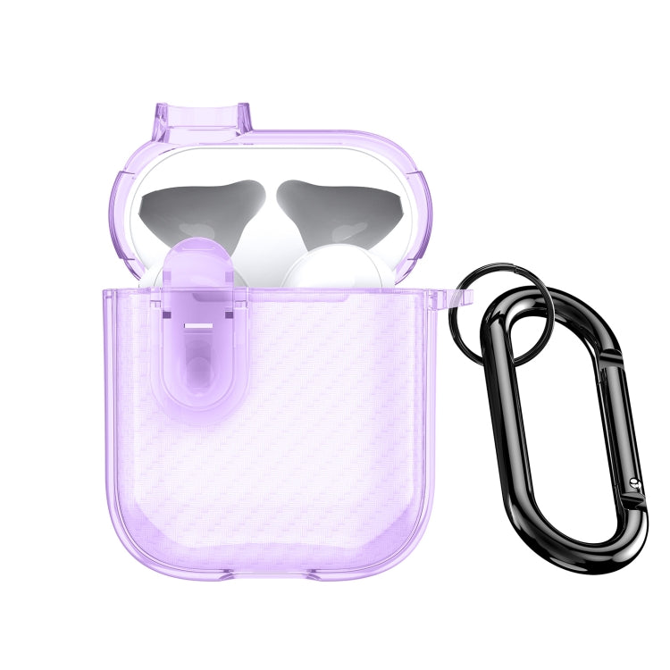 For AirPods 1/2 DUX DUCIS PECK Series Split Transparent Carbon Fiber Earphone Case(Purple) - For AirPods 1/2 by DUX DUCIS | Online Shopping South Africa | PMC Jewellery | Buy Now Pay Later Mobicred