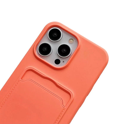 For iPhone 16 Plus Card Slot Liquid Silicone Phone Case with Lanyard(Orange) - iPhone 16 Plus Cases by PMC Jewellery | Online Shopping South Africa | PMC Jewellery | Buy Now Pay Later Mobicred