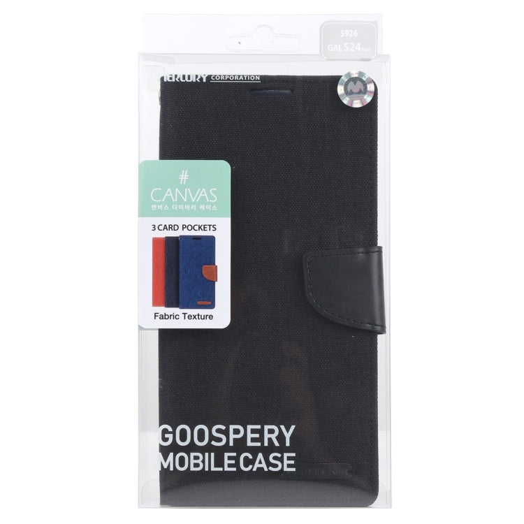 For Samsung Galaxy S24+ 5G GOOSPERY CANVAS DIARY Fabric Texture Flip Leather Phone Case(Black) - Galaxy S24+ 5G Cases by GOOSPERY | Online Shopping South Africa | PMC Jewellery | Buy Now Pay Later Mobicred