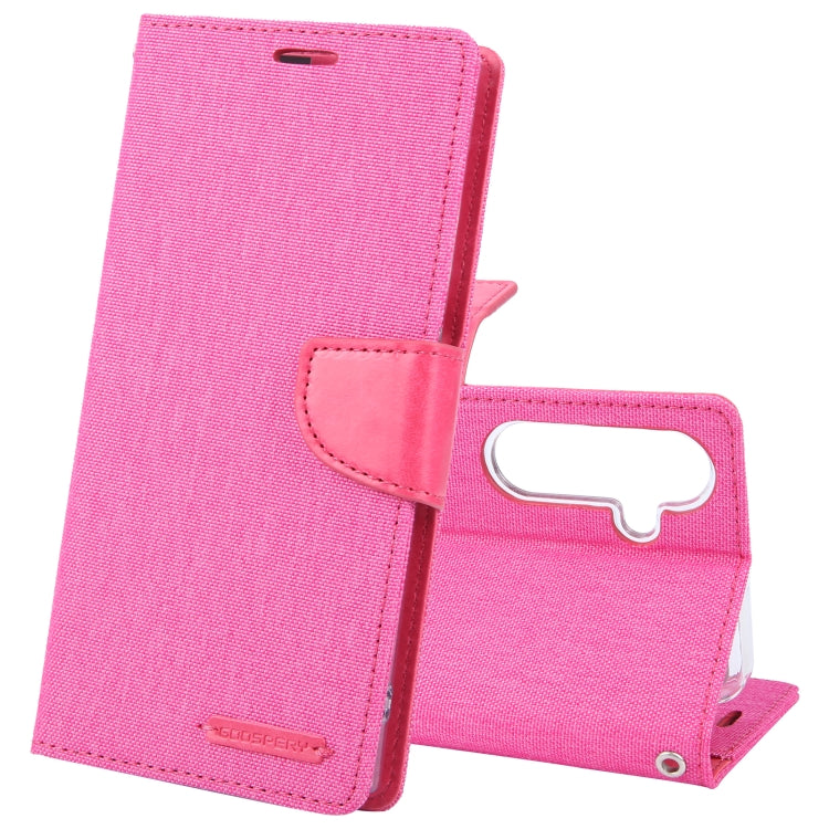 For Samsung Galaxy S24 5G GOOSPERY CANVAS DIARY Fabric Texture Flip Leather Phone Case(Rose Red) - Galaxy S24 5G Cases by GOOSPERY | Online Shopping South Africa | PMC Jewellery | Buy Now Pay Later Mobicred