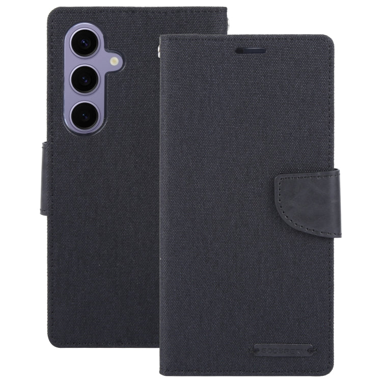 For Samsung Galaxy S24 5G GOOSPERY CANVAS DIARY Fabric Texture Flip Leather Phone Case(Black) - Galaxy S24 5G Cases by GOOSPERY | Online Shopping South Africa | PMC Jewellery | Buy Now Pay Later Mobicred