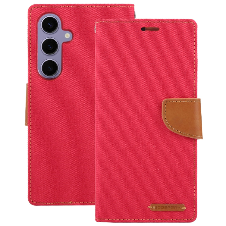 For Samsung Galaxy S24 5G GOOSPERY CANVAS DIARY Fabric Texture Flip Leather Phone Case(Red) - Galaxy S24 5G Cases by GOOSPERY | Online Shopping South Africa | PMC Jewellery | Buy Now Pay Later Mobicred