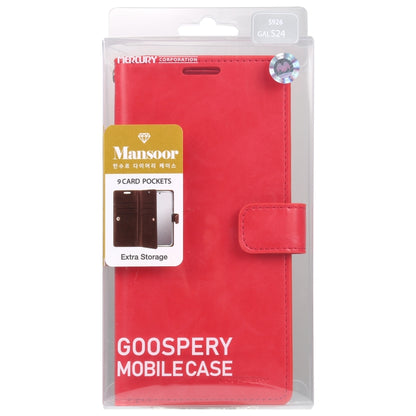 For Samsung Galaxy S24 5G GOOSPERY MANSOOR DIARY 9 Card Slots Leather Phone Case(Red) - Galaxy S24 5G Cases by GOOSPERY | Online Shopping South Africa | PMC Jewellery | Buy Now Pay Later Mobicred