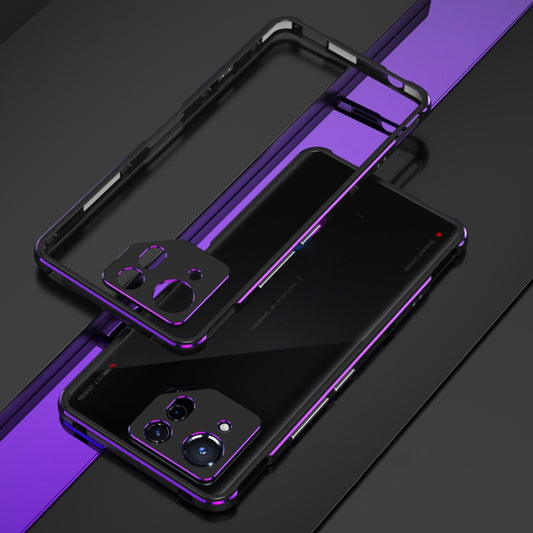 For ASUS ROG Phone 8 Lens Protector + Metal Frame Phone Case(Black Purple) - ASUS Cases by PMC Jewellery | Online Shopping South Africa | PMC Jewellery | Buy Now Pay Later Mobicred