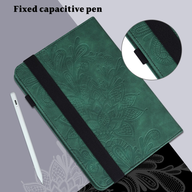 For Lenovo Tab M11 / Xiaoxin Pad 11 2024 Lace Flower Embossing Pattern Leather Tablet Case(Green) - Lenovo by PMC Jewellery | Online Shopping South Africa | PMC Jewellery | Buy Now Pay Later Mobicred
