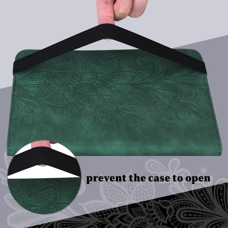 For Lenovo Tab M11 / Xiaoxin Pad 11 2024 Lace Flower Embossing Pattern Leather Tablet Case(Green) - Lenovo by PMC Jewellery | Online Shopping South Africa | PMC Jewellery | Buy Now Pay Later Mobicred