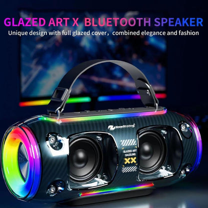 New Rixing NR8806 Portable Outdoor Wireless Bluetooth Speaker RGB Colorful Subwoofer, Style:Single Mic(Black) - Desktop Speaker by NewRixing | Online Shopping South Africa | PMC Jewellery | Buy Now Pay Later Mobicred