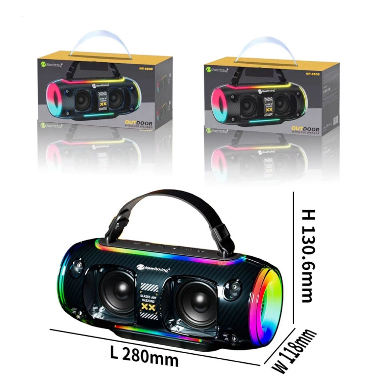 New Rixing NR8806 Portable Outdoor Wireless Bluetooth Speaker RGB Colorful Subwoofer, Style:Single Mic(Blue) - Desktop Speaker by NewRixing | Online Shopping South Africa | PMC Jewellery | Buy Now Pay Later Mobicred