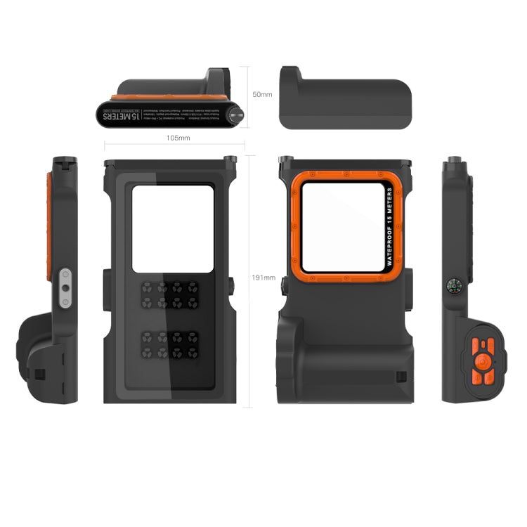 Diving Shell Gen3 Bluetooth Waterproof Phone Case(Black Orange) - Waterproof Bag by PMC TechLife | Online Shopping South Africa | PMC TechLife | Buy Now Pay Later Mobicred