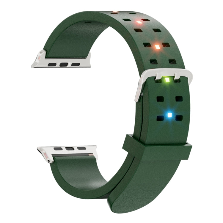 For Apple Watch Series 7 41mm Luminous Colorful Light Silicone Watch Band(Green) - Watch Bands by PMC Jewellery | Online Shopping South Africa | PMC Jewellery