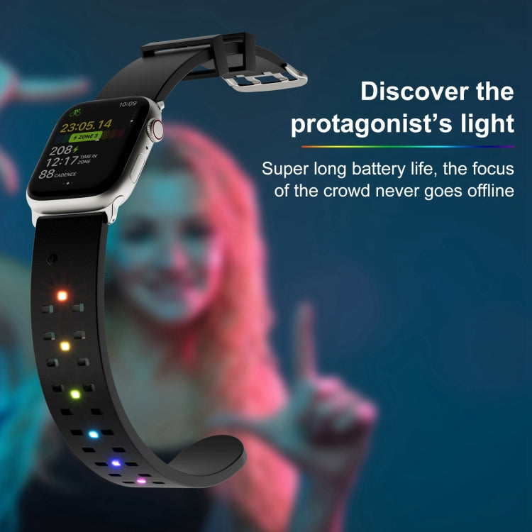 For Apple Watch 42mm Luminous Colorful Light Silicone Watch Band(Light Grey) - Watch Bands by PMC TechLife | Online Shopping South Africa | PMC TechLife