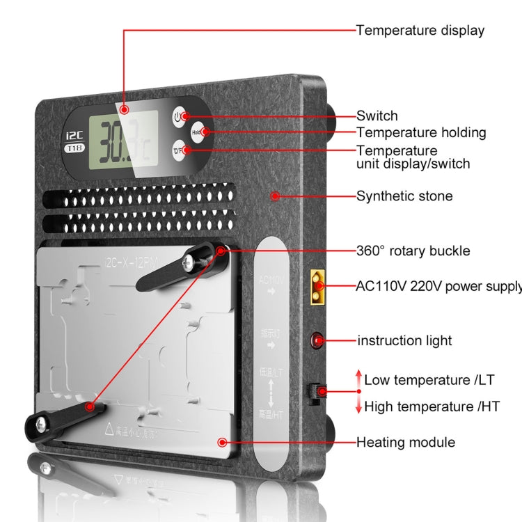 i2C T18 LCD Display PCB Motherboard Layered Desoldering Station For iPhone X-15 Pro Max with Glue Removal Module, US Plug - free shipping - PMC TechLife - Order now!